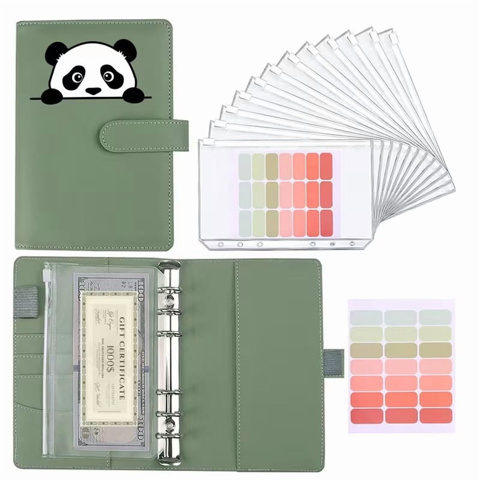 Panda Mini A6 Binder Budget Planner with Cash Envelopes PU Leather Cover
