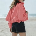 thumbnail image 4 of Aswuknt Womens Gingham Bomber Jacket Plaid Oversized Zip Up Stand Collar Casual Coat Spring Fall Cropped Jackets With Pockets, 4 of 6