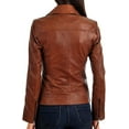 thumbnail image 3 of New Women's Tan Lambskin Leather Jacket Stylish Slim Fit Motorcycle Jacket W504, 3 of 4