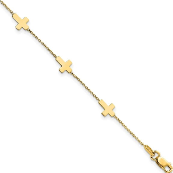 14K Yellow Gold Jbsp's Polished Cross Bracelet Made In Italy lf1587-7.5