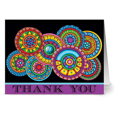 24 Note Cards - Paisley Floral Thank You Purple - Blank Cards - Plum Purple Envelopes Included