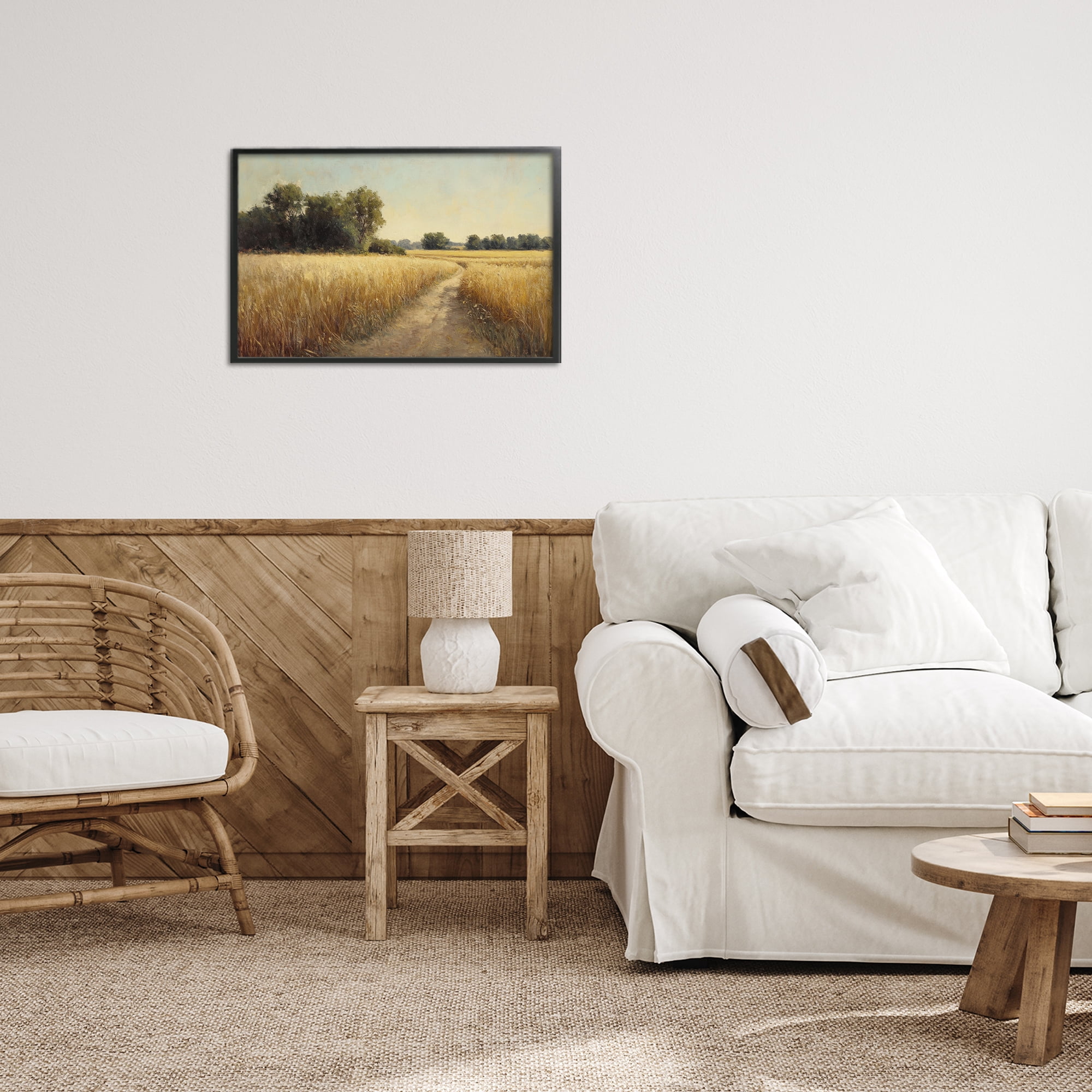 Stupell Industries Sunlit Country Wheat Path Black Framed Giclee Art, design by Petal Prints Design