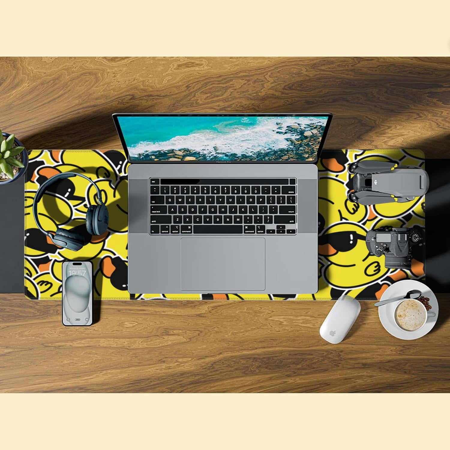 Gaming Mouse Pad,Kawaii Cute Yellow Duck Desk Pad,31.5""X15.7"" Extended Gaming Mouse Pad Mat with Stitched Edge Non-Slip Base Big Mouse Pad for Office Keyboard Laptop, Large, WDQ-D08