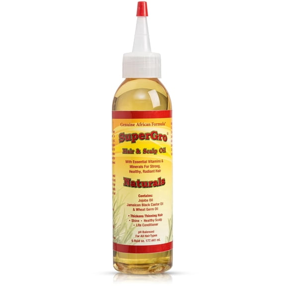 SuperGro Hair & Scalp Oil for Moisturizing, Strengthening, Nourishing, Shinning - Black Castor Light Serum Blend for Dry Scalp and Growth - For Women & Men - Grow, Care Oil 6 Oz