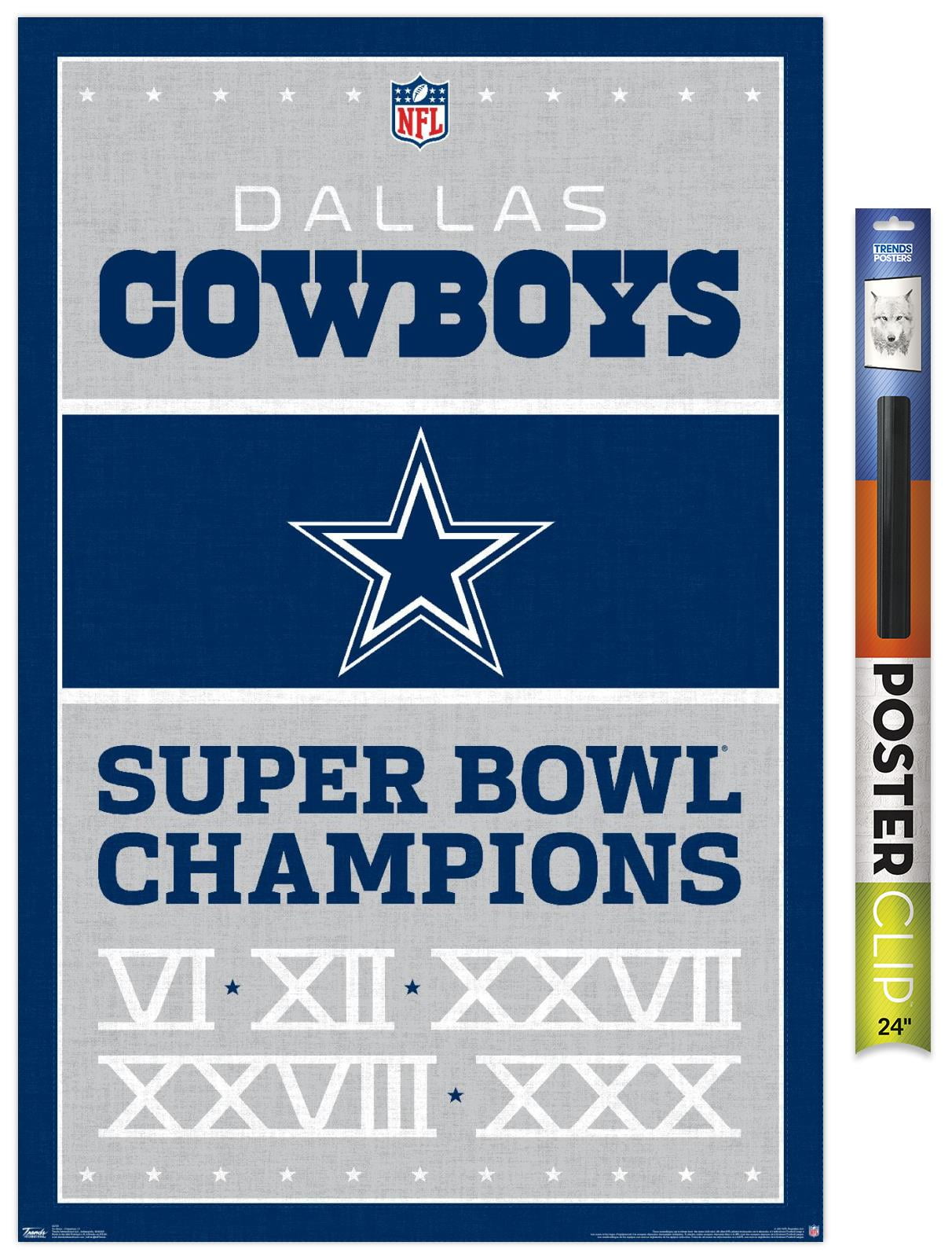 NFL Dallas Cowboys Champions Premium Poster and Poster Clip Bundle