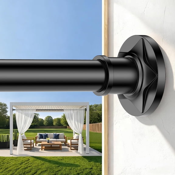 Matte Black Extra Long Tension Shower Curtain Rod No Drilling Adjustable 30-108 In(9ft) 1.1" Diameter Stainless Steel, Rustproof Heavy Duty, Room Divider for Bathroom Window Patio Closet