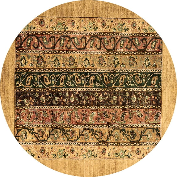 Ahgly Company Indoor Round Oriental Brown Modern Area Rugs, 3' Round
