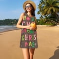thumbnail image 3 of Fotbe Ho Ho Ho Merry Christmas Vestido de Verano sin Mangas para Mujer – Vestido Midi Línea A, Estilo Camiseta Floral, Vestido Playero Casual y Fluido, 3 of 7