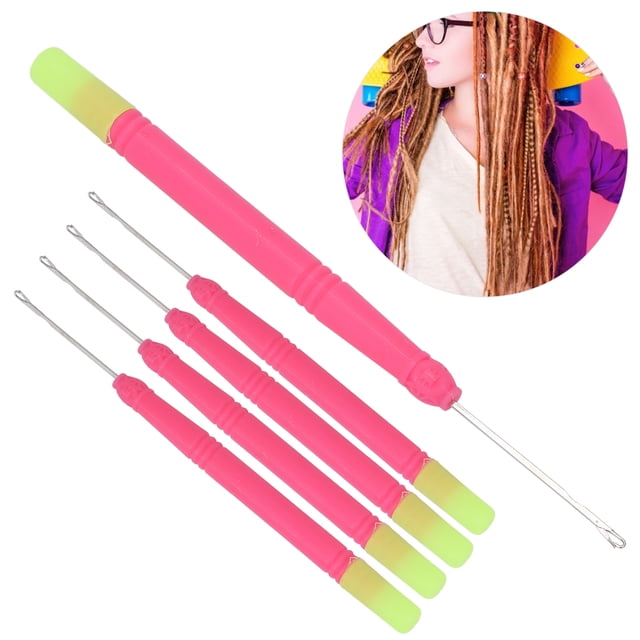 Plastic Hair Extension Crochet Hooks For Hair Easy To Use, Ergonomic Handle Set Of 5 Crochet Suitable For Braiding, Dreadlocks, And Crafts Hair Decoration For