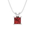 thumbnail image 4 of Clara Pucci 14K White Solid Hypoallergenic Gold 0.5Ct Natural Garnet Princess Cut Solitaire Designer Necklace Pendant For January, 4 of 7