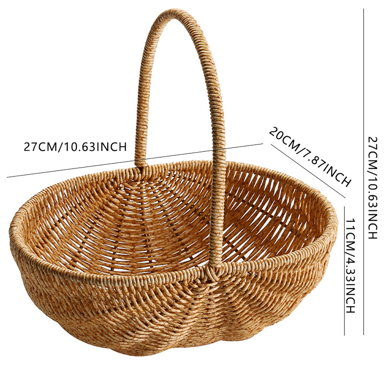 SLUOHZXI Wicker Picnic Basket with Handle, Empty Gift Basket to Fill, Open Top Market Harvest Baskets for Garden, Fruit, Candy, Wine, Easter Egg Gathering, Wedding, Vegetables