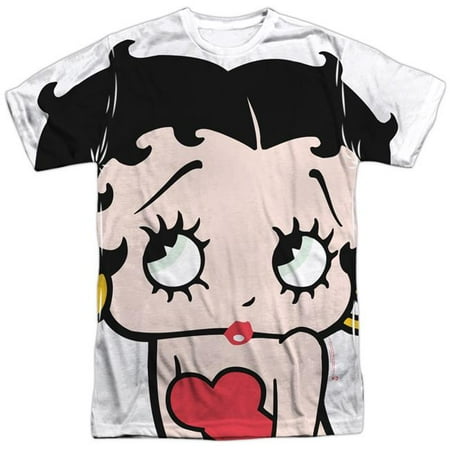 - Trevco BB785-ATPP-1 Betty Boop & Big Boop Head-Short Sleeve Adult Poly Crew T-Shirt, White - Small