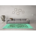 thumbnail image 3 of Ahgly Company Machine Washable Indoor Square Abstract Turquoise Blue Modern Area Rugs, 6' Square, 3 of 4
