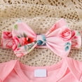 thumbnail image 4 of Ulitacool 3-6 Months Newborn Outfits For Girl Summer Short Sleeve Bodysuit Cartoon Print Pants Hat Two Piece Matching Set Simple Wear Pink1, 4 of 5