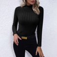 thumbnail image 2 of LNGOOR Women‘s Long Sleeve T Shirts Mock Turtleneck Stretchy Slim Tight Tops Knit Ribbed Basic Tee Base Layer, 2 of 7
