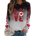 thumbnail image 4 of Bmisegm Mode Femme Saint-Valentin Imprimé Col Rond Chandail en Molleton Ajusté Chandail Manches Longues Chemises d'Entraînement Ample Blouse Décontractée pour Femmes Gris Foncé TTG, 4 of 5