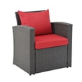 thumbnail image 6 of 4 Pieces Patio Conversation Set, Outdoor Furniture Set with Cushion, Outside Sectional Rattan Wicker Sofa for Garden, Porch, Backyard, Red, 6 of 9