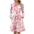 thumbnail image 3 of Fantaslook Long Sleeve Dresses for Women V Neck Casual Fall Dress Button Floral Midi Dresses with Pockets, 3 of 10