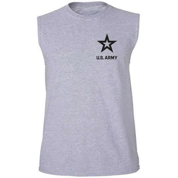 US Army Star Black Ink Left ChestAdult Sleeveless Tee