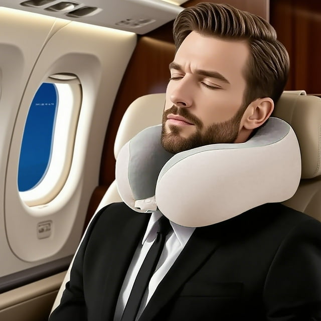 Oliegs Memory Foam Neck Pillow For Travel And Ergonomic Support Comfortable Polyester Pillow For Neck On Airplane Train Car Home