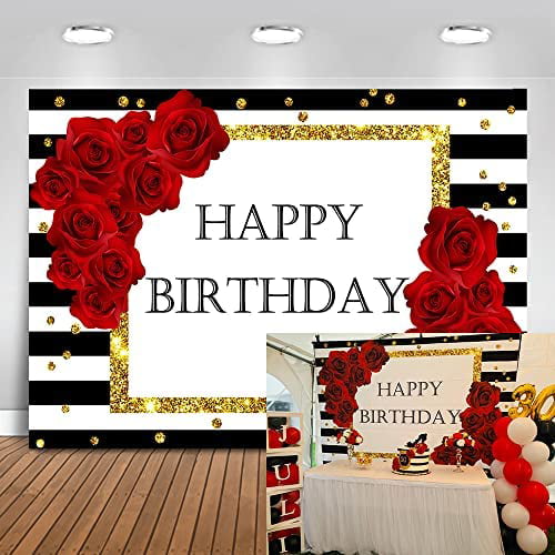 Mehofoto Forty and Fabulous Backdrop Flower Stripes 40th Birthday Photography Background 7x5ft Vinyl Women 40th Birthday Party Banner Backdrops 