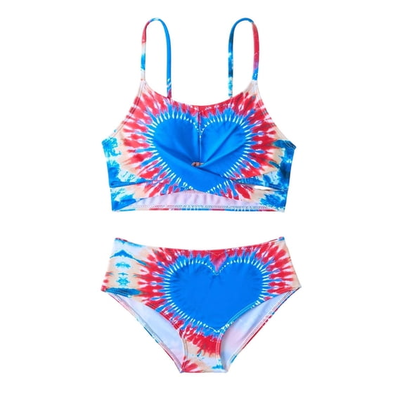 NAISIBABY Girls Swimsuit 2-Piece, Tie-dye High Waist Bikini Swimwear Sets Summer Beach Holiday Bathing Suits (7-14T)