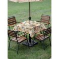 thumbnail image 4 of Outdoor Tablecloth with Umbrella Hole for Patio/Picnic/Party/Camping, White Pink Beige Peony Waterproof Table Cloth Square Cover Washable, Farmhouse Vintage Floral Botanical (54"x 54"), 4 of 8
