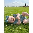 thumbnail image 4 of Aojekbee Baby Girls Rompers Solid Color Ruffles Sleeveless Crew Neck Bowknot Skirt Hem Infant Bodysuits Jumpsuits with Headband, 4 of 8