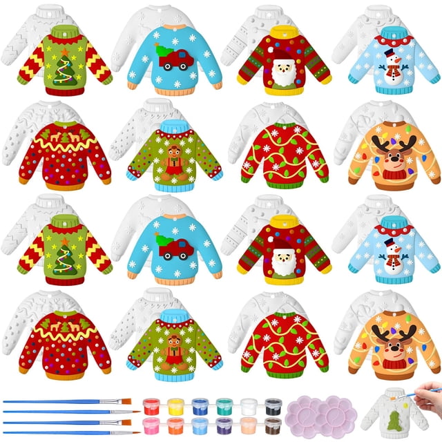 Kit de manualidades Syhood, 24 unidades, adornos de cerámica para suéteres feos