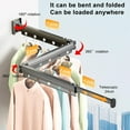 thumbnail image 3 of Veeki Clothes Drying Rack, Wall Mounted Clothes Rack Space Saver, Aluminum Clothing Rack with 15 Hanging Holes, Retractable & Collapsible (Tri-Fold) for Balcony, Laundry, Bathroom, Dark Grey-0518, 3 of 5