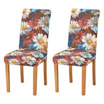 Yayeee 2 Pack Dining Chair Covers Stretch Parson Chairs Slipcovers Seat Protector, Vibrant Floral