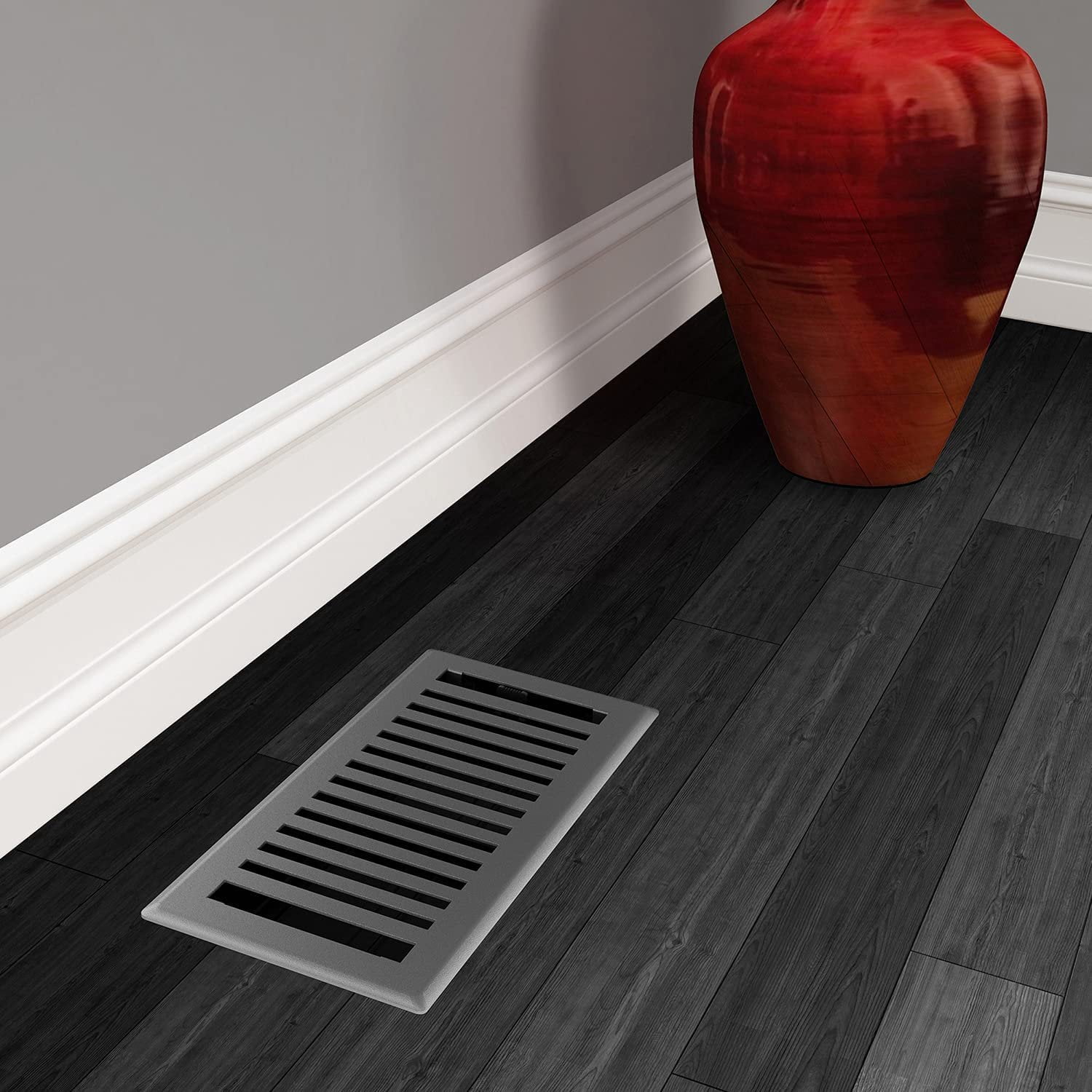 2-pack Imperial Montezuma Floor Register Classic Style - Adjustable Steel - 2 Pack, 4 x 10 Inch, Gray — Residential Use, Standard Application