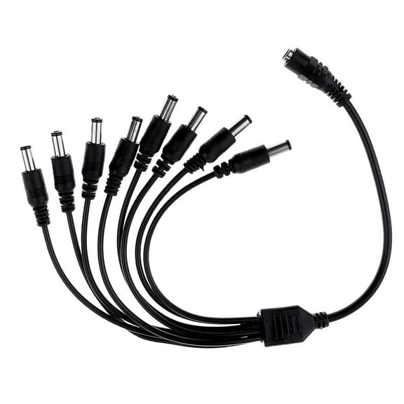 DC 1 to 8 Power Splitter Adapter Cable Cord for 12V CCTV Security Cameras