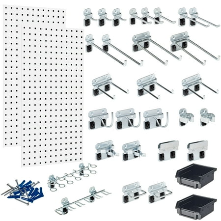 Triton Products® LB18-CK (2) 18 In. W x 36 In. H x 9/16 In. D White Steel Pegboards/28 Hooks/2 Bins