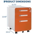 thumbnail image 2 of Classeur Métallique à 3 Tiroirs avec Serrure et Roulettes, Classeur Mobile Entièrement Assemblé pour Bureau à Domicile, Roulettes Anti-Inclinaison pour Rangement A4 Lettre Légal, Grain de Bois Bleu Orange Blanc Noir, 2 of 7