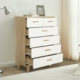 thumbnail image 2 of Wood Dressers for Bedroom,Tall Dressers for Bedroom,Boho Dresser,Wooden Dresser,Farmhouse Dresser,6 Drawer Dresser for Bedroom,White, 2 of 5