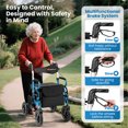 thumbnail image 6 of Giantex Walkers for Seniors, Folding Rolling Walker w/Reversible Backrest, Detachable Storage & Umbrella Holder, Navy, 6 of 9
