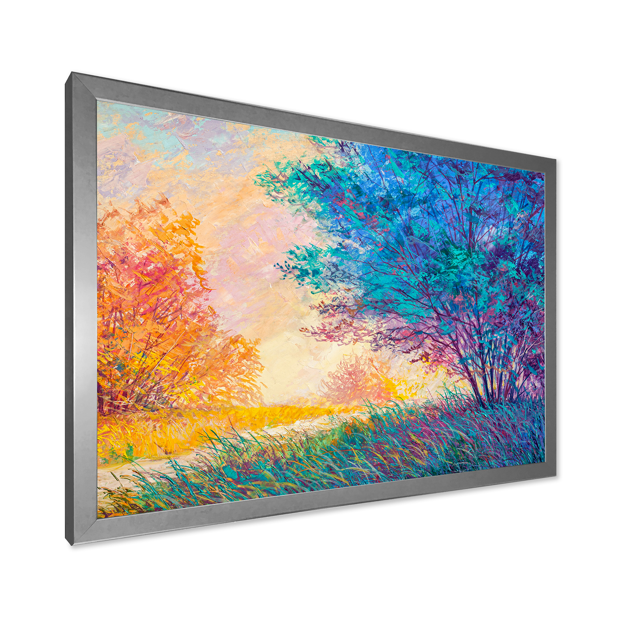 Designart 'Sunset In Autumnal Forest Landscape' Traditional Framed Art Print