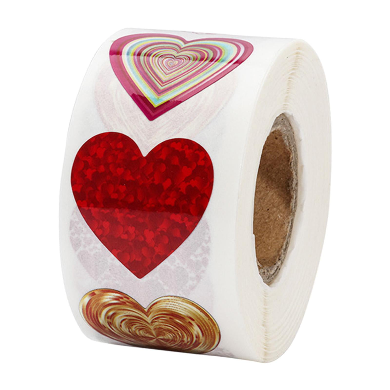 Milageto 2xValentines Day Stickers 500 Pieces Heart Stickers 1 Roll for Kids Adults Scrapbooking Envelopes Festival Invitation Cards , Waterproof, 4 Pcs