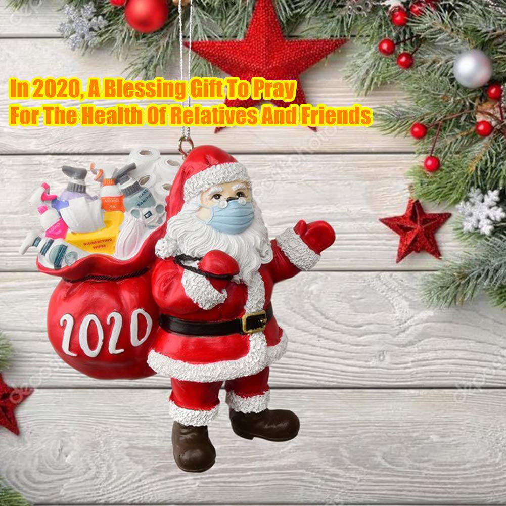 Santa Claus Wearing Face Cover with Gift Bag 3PC Commemorative and Creative Gift GMMC 2020 Christmas Ornaments Christmas Tree Decoration Hanging Pendant Santa Claus Ornaments