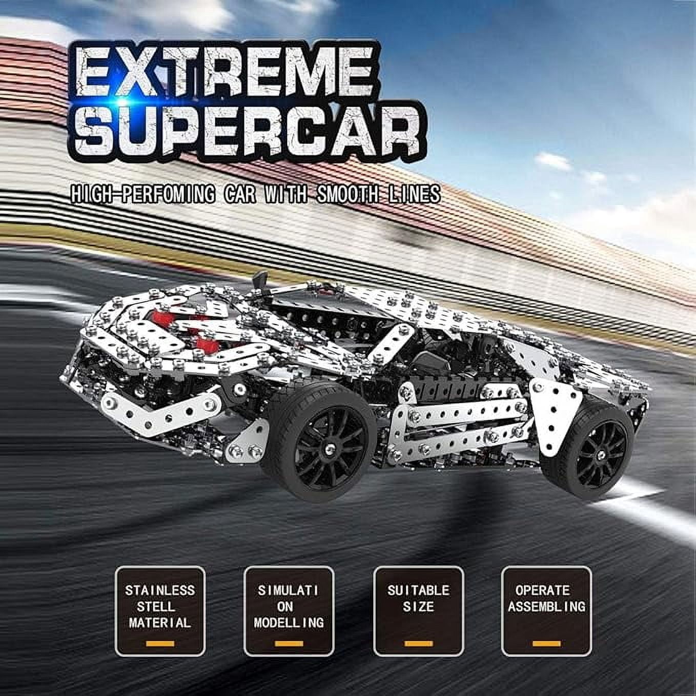 RKXQT Building Sets Stem Assembly Metal 3-D Puzzle Off-Road Model Car Building Kit Construction Set Toys Assembly RC Metal Racing Car 867PCS/Included Motor