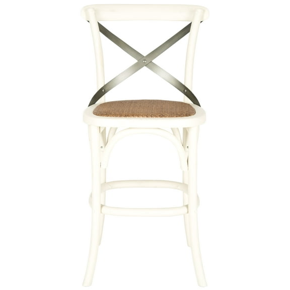 SAFAVIEH Eleanr Square Mid Back Counter Stool, Antique White