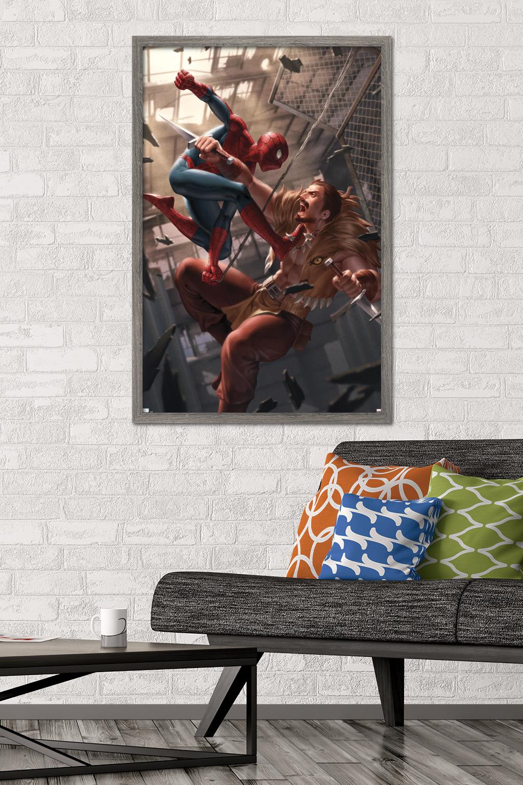 Marvel Comics - Spider-Man - Battle with Kraven Wall Poster, 22.375" x 34", Framed