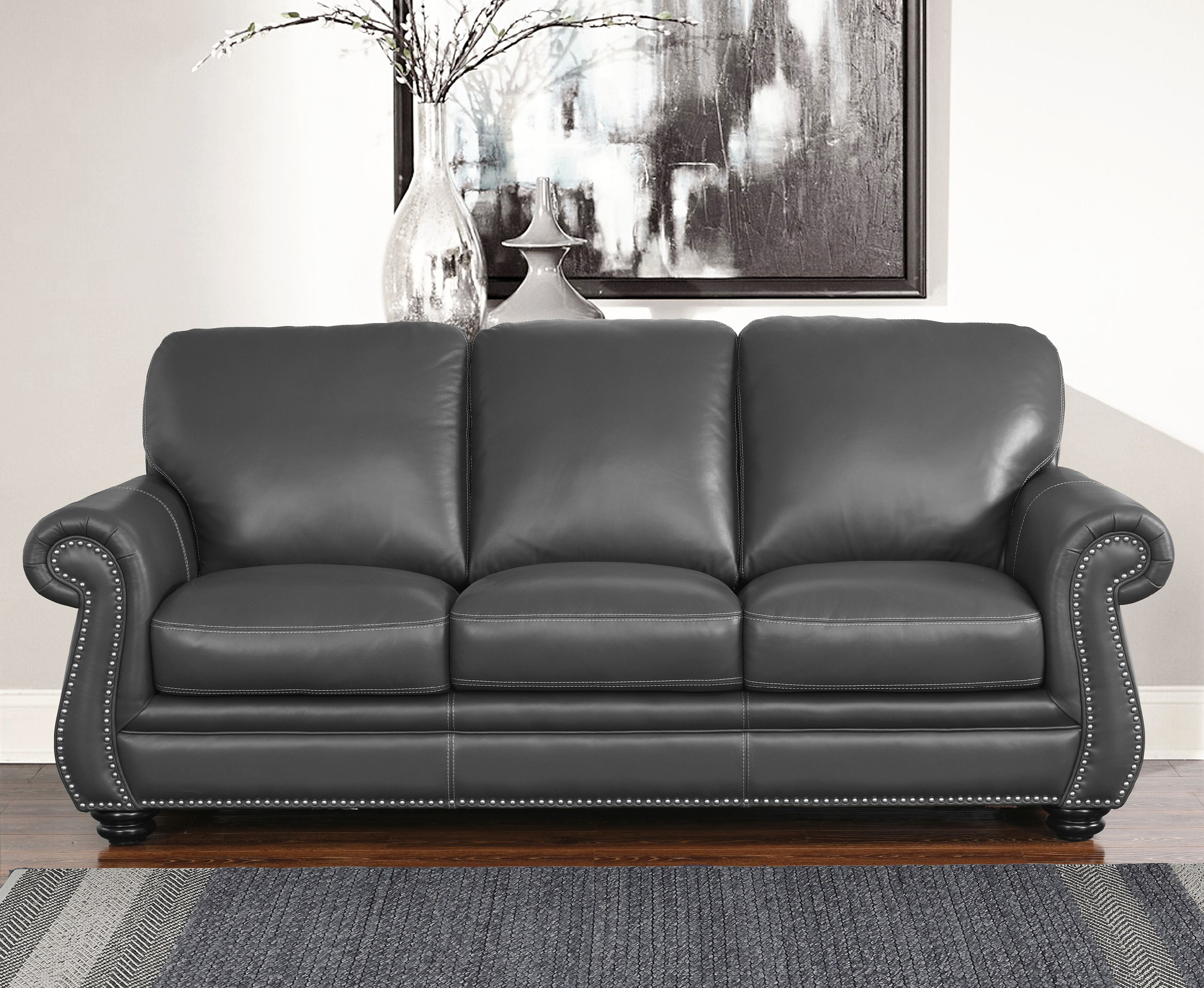 Devon & Claire Reese Leather Sofa, Grey