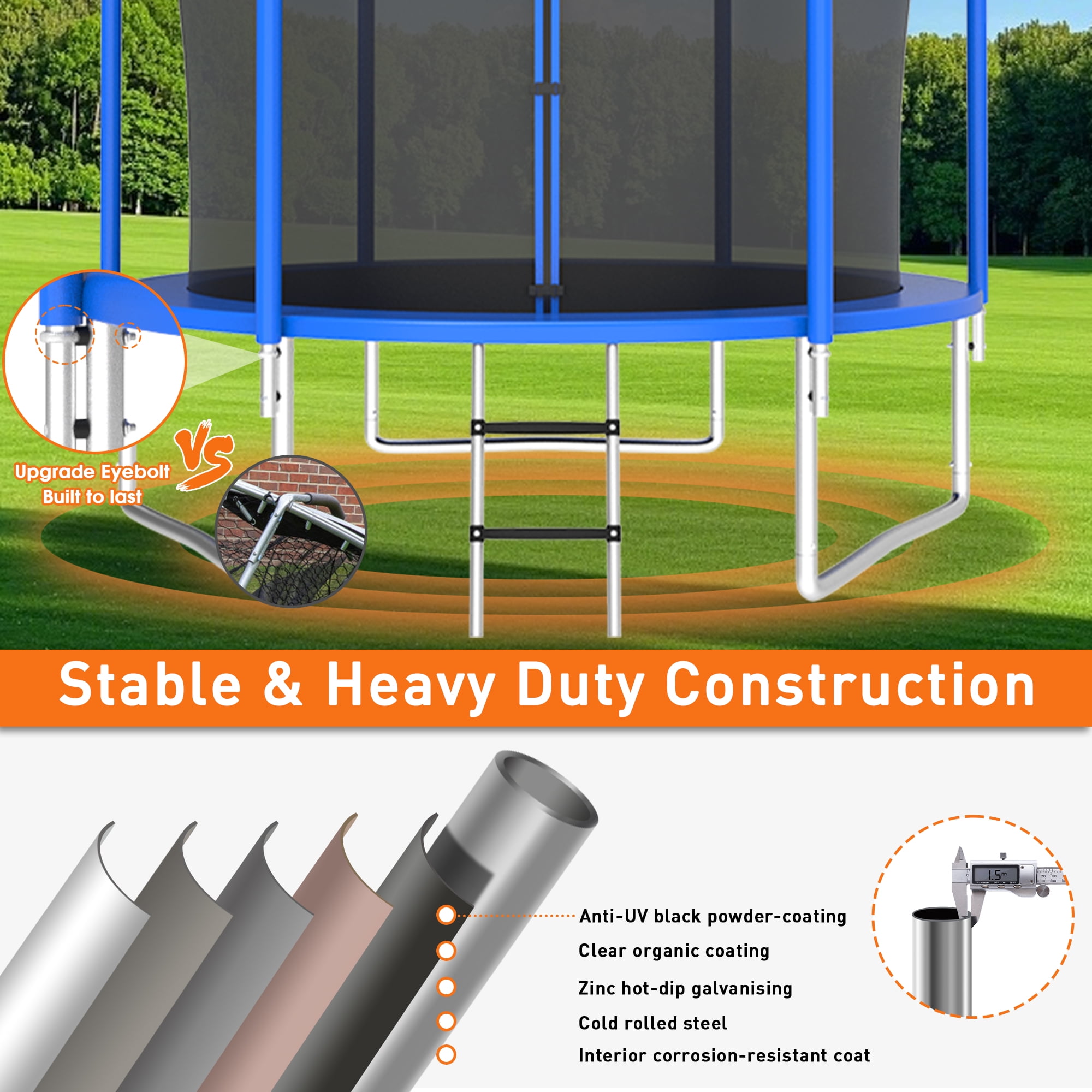 CITYLE Trampoline 10FT for Kids and Adults 1000LBS Weight Capacity, Heavy Duty Outdoor Trampolines with Basketball Hoop and Enclosure Net for Backyard, Birthday Gift