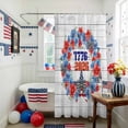 thumbnail image 3 of Independence Day Wreath Shower Curtain, 36" x 72", 4th of July Red Blue Flower Butterfly Wood Grain Waterproof Bathroom Curtain Washable Shower Curtain Set with 12 Hooks, 3 of 9