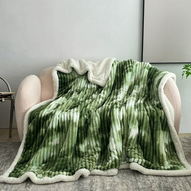 Manta de doble capa gruesa de lana de cordero, manta de vellón de leche, manta de franela para siesta