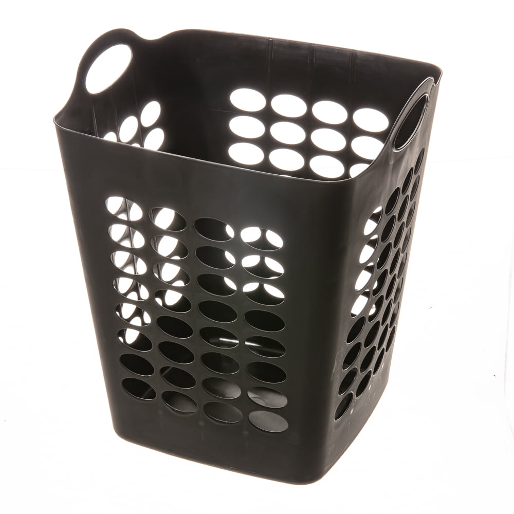 Mainstays 1.6 Bushel Flexible Square Plastic Laundry Hamper, 3 Pack, Black