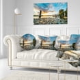 thumbnail image 3 of Designart Riverside Sunset with Wood - Modern Seascape Throw Pillow - 12x20, 3 of 5
