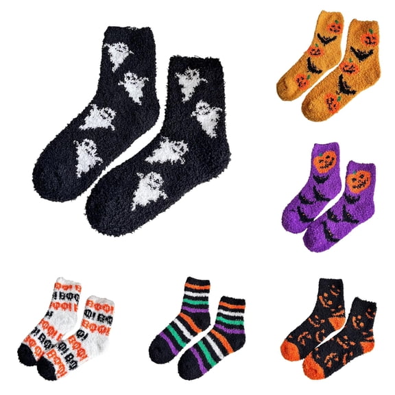 Rggeeun Halloween Socks Baby Socks Ghost Graphic Boys Girls Cozy Cute Socks Fall Winter Play Sports Trendy,Black,One Size